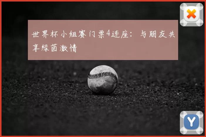 世界杯小组赛门票4连座：与朋友共享绿茵激情